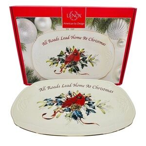 Lenox Winter Greetings "All Roads Lead Home At Christmas" Serving Tray Platter
